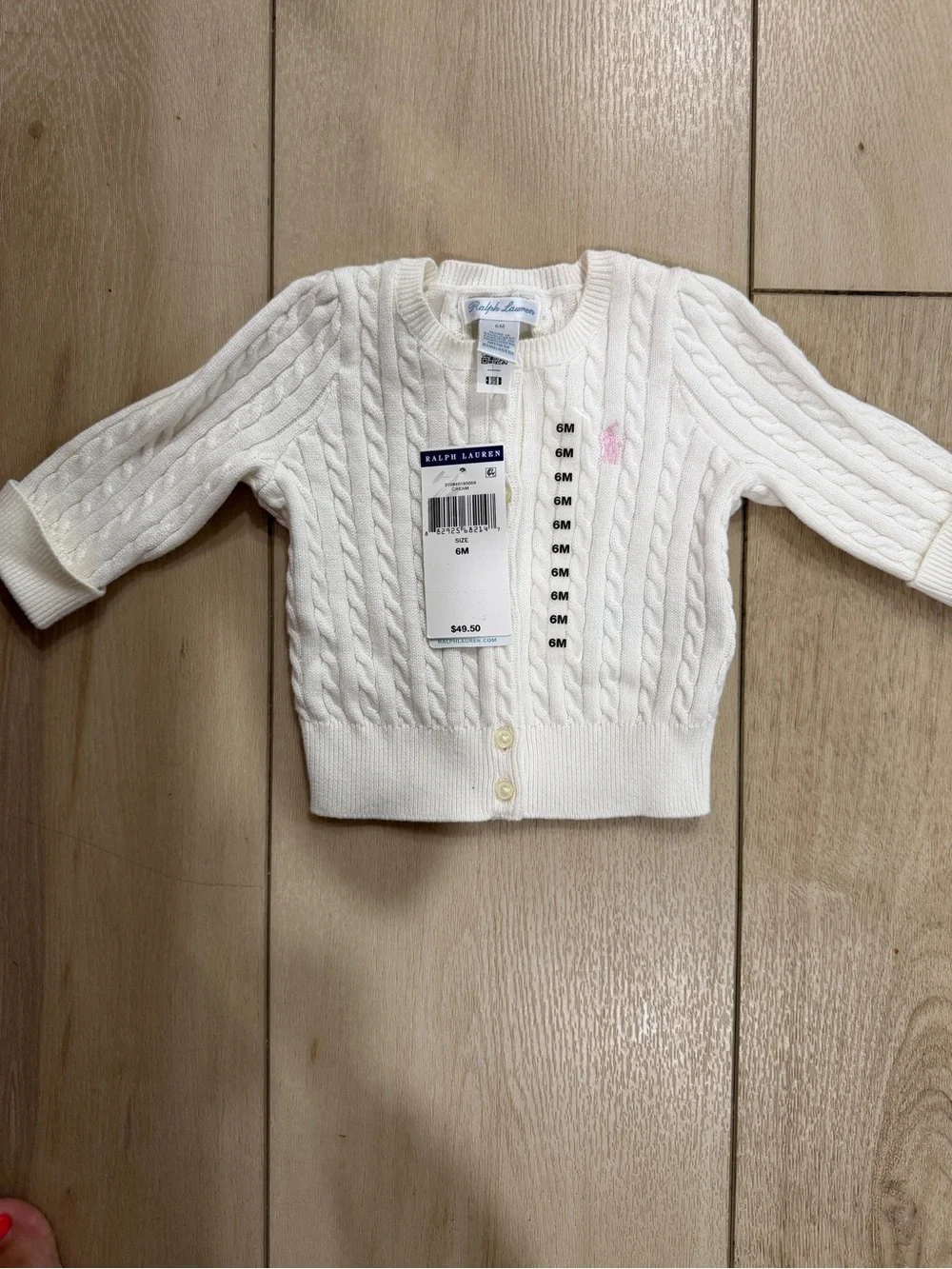Ralph Lauren Ivory Cable-Knit Baby Cardigan